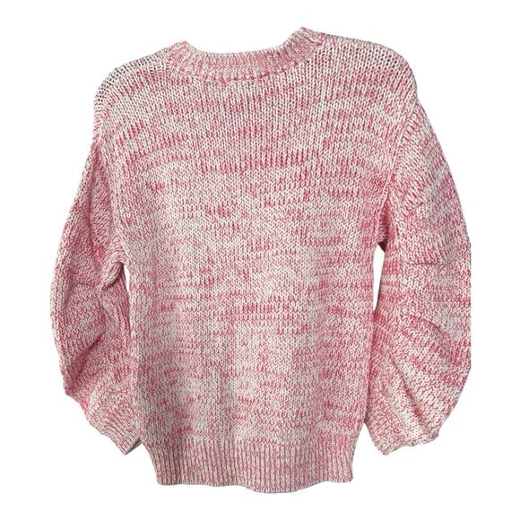 New Elie Tahari Peruvian Cotton $275 Sweater XS NWT Pink White Puff Sleeve Knit - Picture 2 of 4